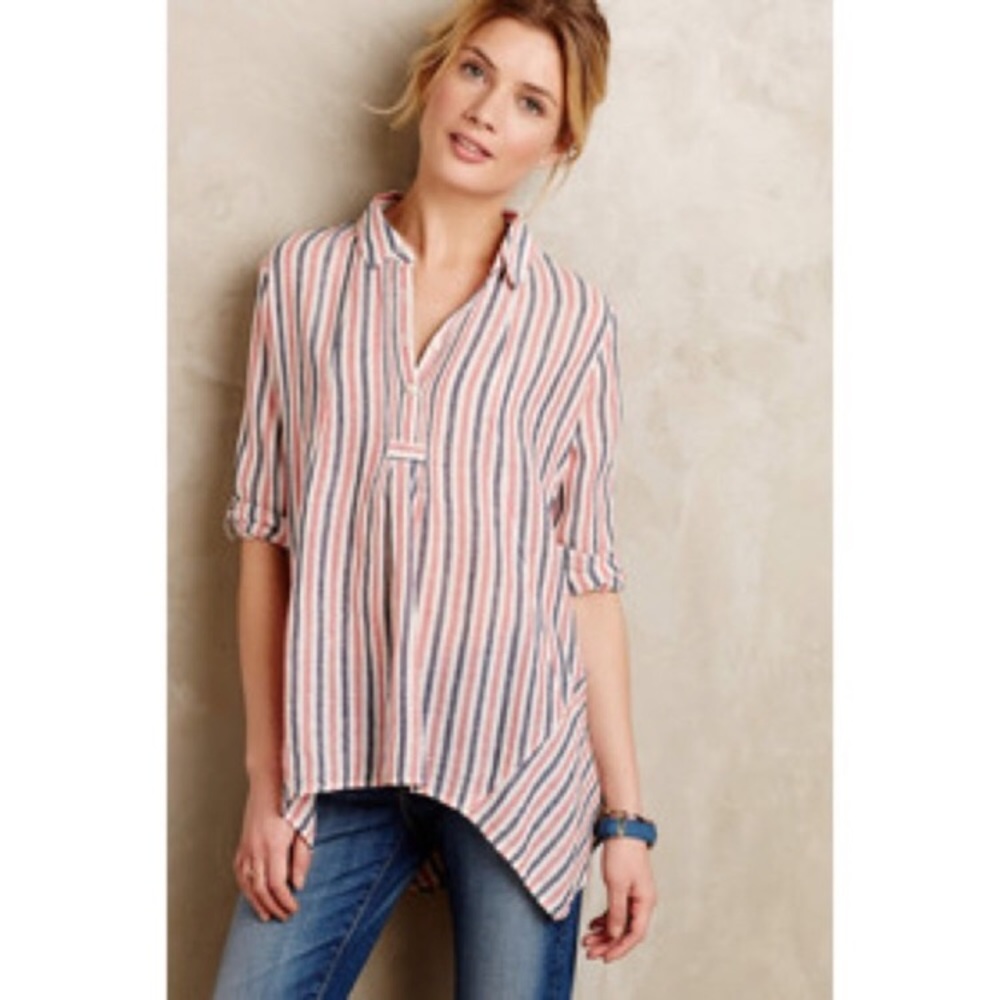 Isabella Sinclair linen blend top sz small striped